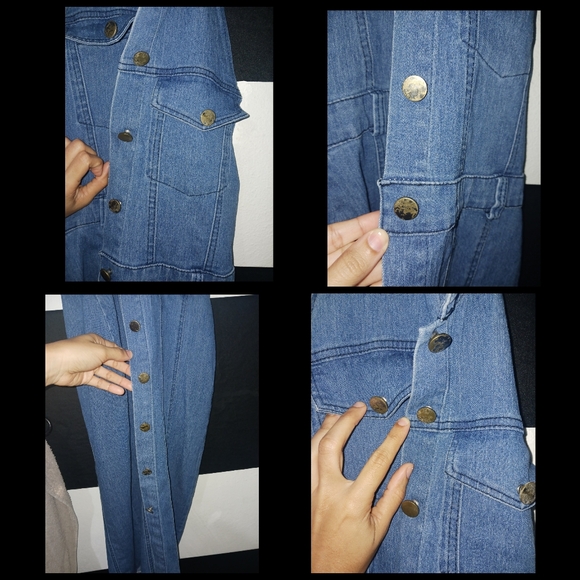 Women Light blue denim buttond halter collared  midi dress - Picture 11 of 12